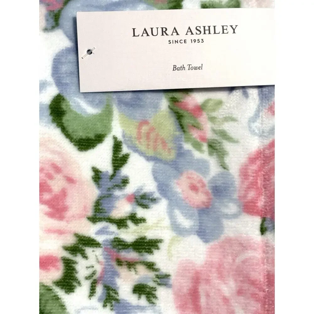 Laura Ashley Bath Towel Set Quartet Floral 2 Pcs Pink Blue Green NWT